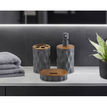 Badkamer set REINA 5 st. antraciet/bruin