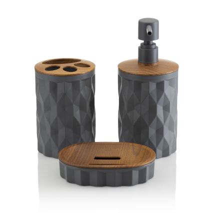 Badkamer set REINA 5 st. antraciet/bruin