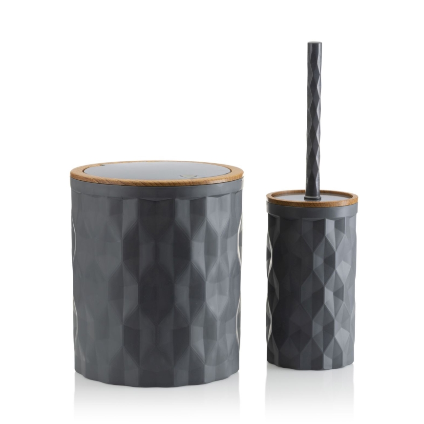 Badkamer set REINA 5 st. antraciet/bruin