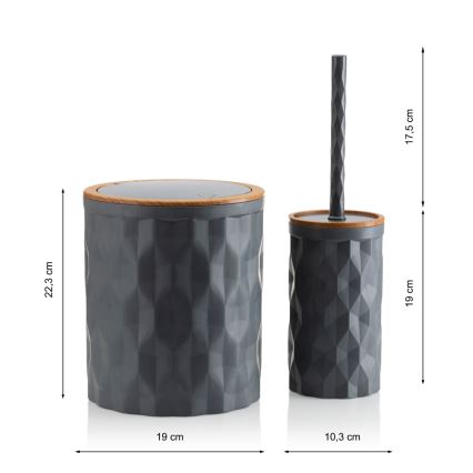 Badkamer set REINA 5 st. antraciet/bruin