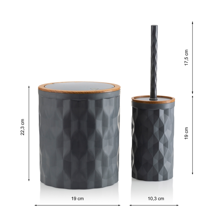 Badkamer set REINA 5 st. antraciet/bruin