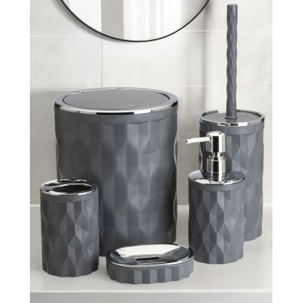 Badkamer set REINA 5 st. antraciet/glanzend chroom