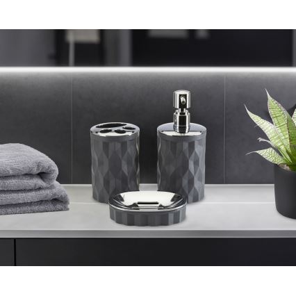 Badkamer set REINA 5 st. antraciet/glanzend chroom