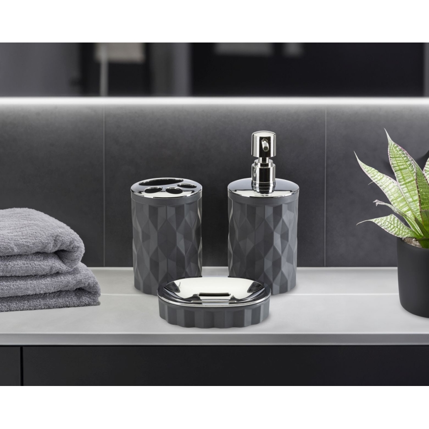 Badkamer set REINA 5 st. antraciet/glanzend chroom