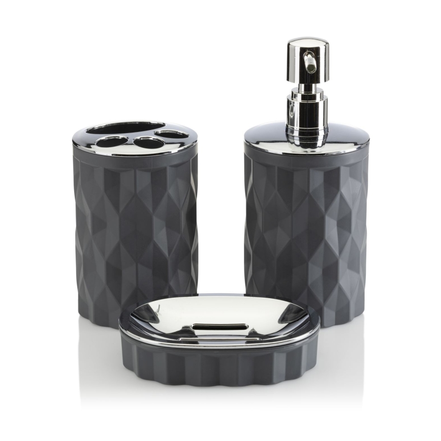 Badkamer set REINA 5 st. antraciet/glanzend chroom