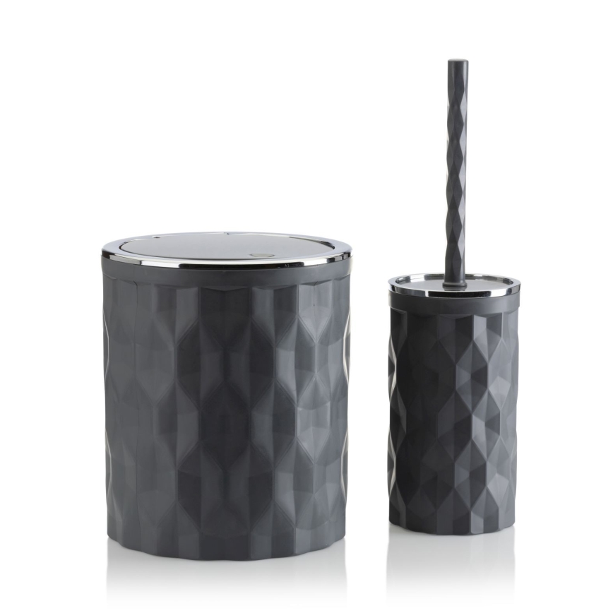 Badkamer set REINA 5 st. antraciet/glanzend chroom