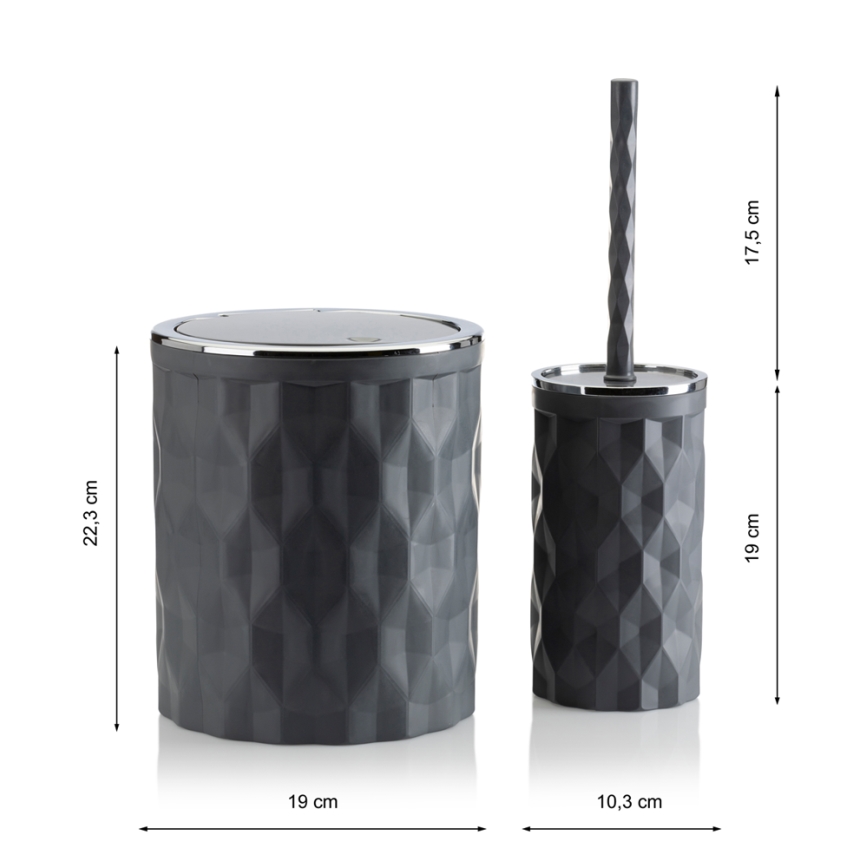 Badkamer set REINA 5 st. antraciet/glanzend chroom