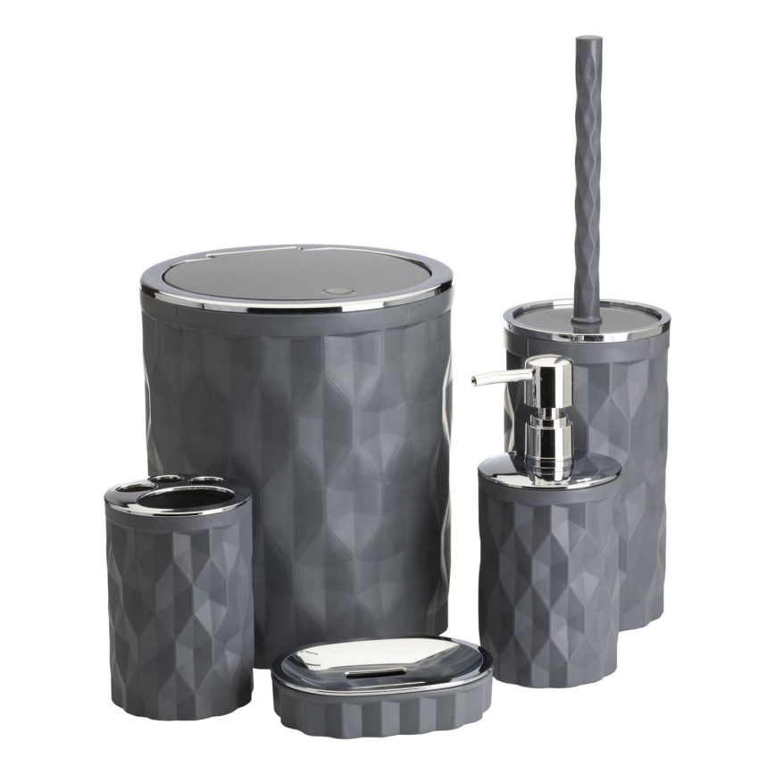Badkamer set REINA 5 st. antraciet/glanzend chroom
