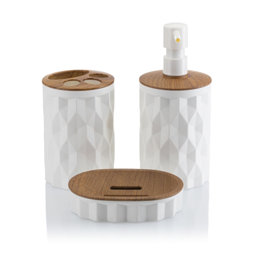 Badkamer set REINA 5 st. wit/bruin