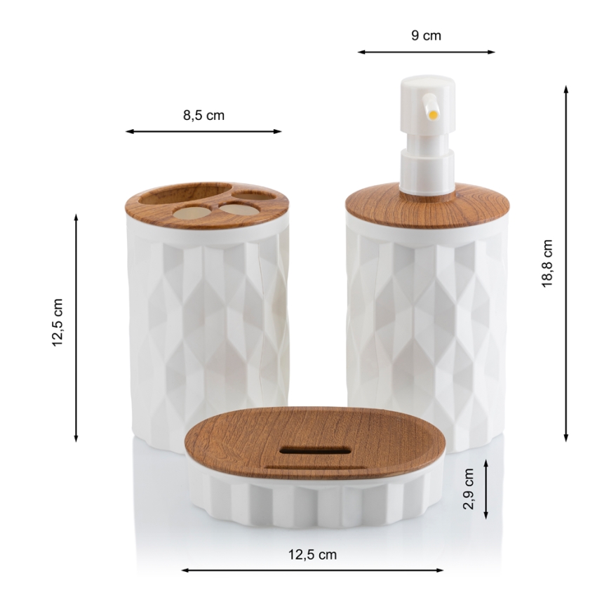 Badkamer set REINA 5 st. wit/bruin