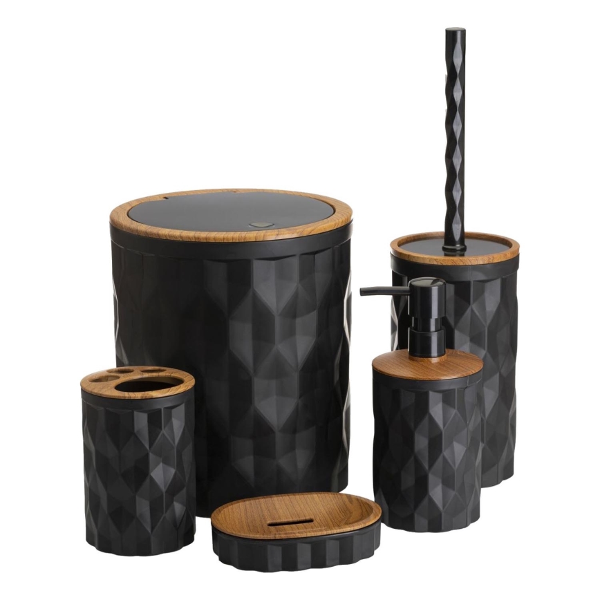 Badkamer set REINA 5 st. zwart/bruin
