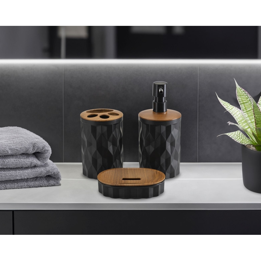 Badkamer set REINA 5 st. zwart/bruin