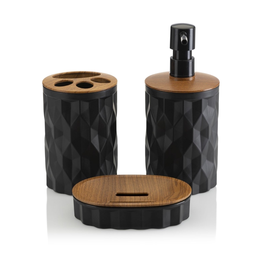 Badkamer set REINA 5 st. zwart/bruin
