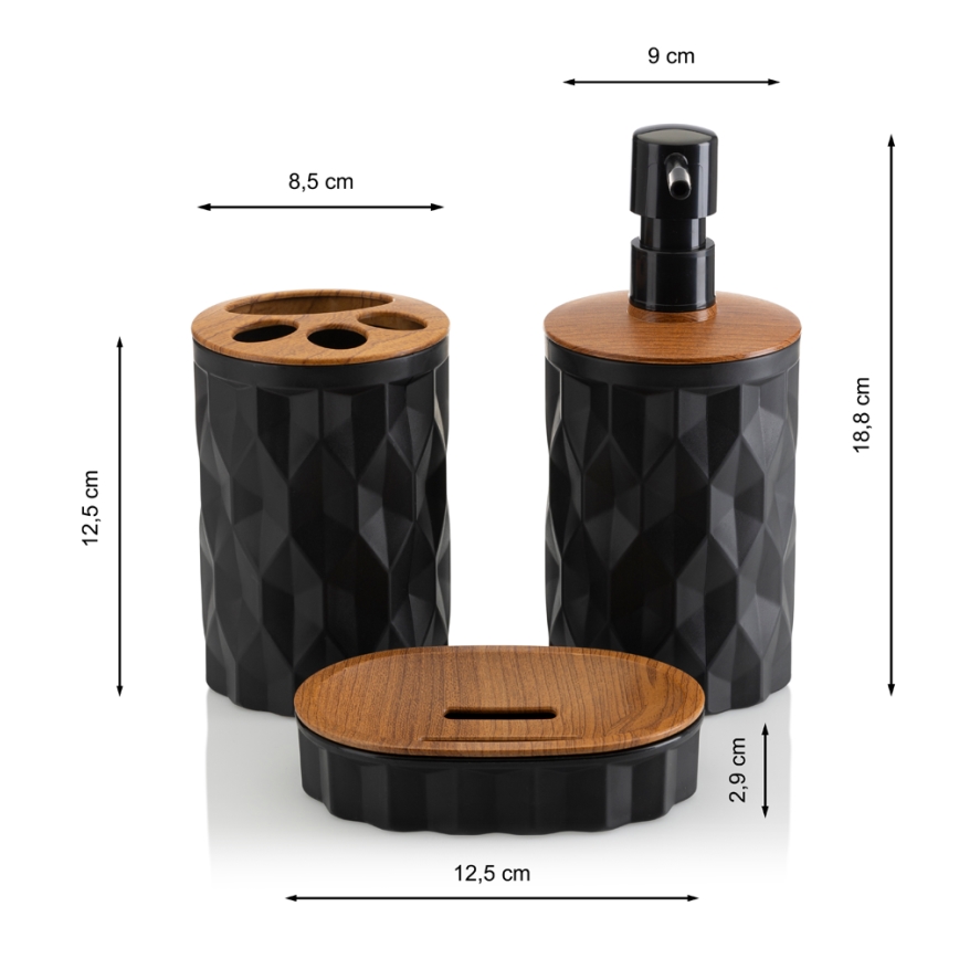 Badkamer set REINA 5 st. zwart/bruin