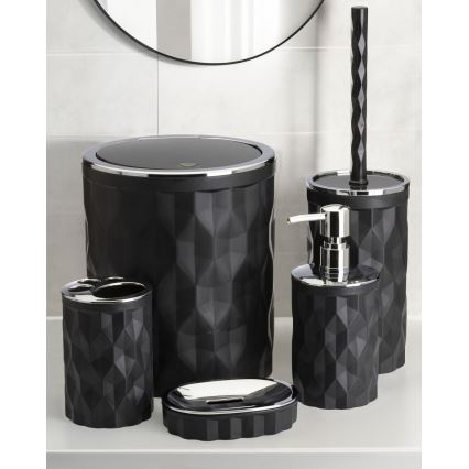 Badkamer set REINA 5 st. zwart/glanzend chroom