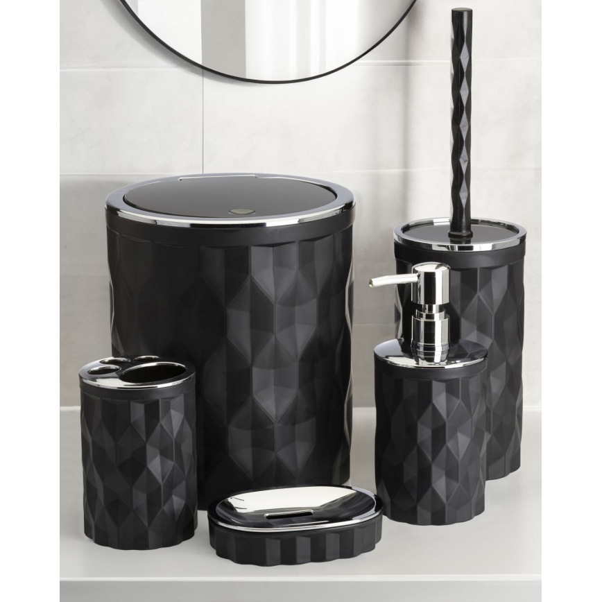 Badkamer set REINA 5 st. zwart/glanzend chroom