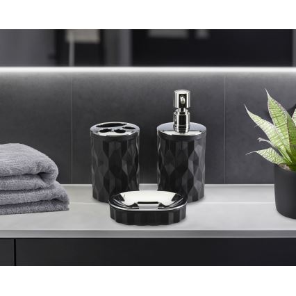 Badkamer set REINA 5 st. zwart/glanzend chroom