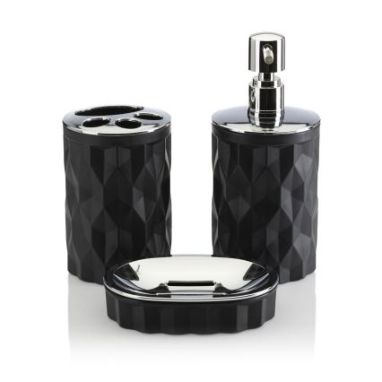 Badkamer set REINA 5 st. zwart/glanzend chroom