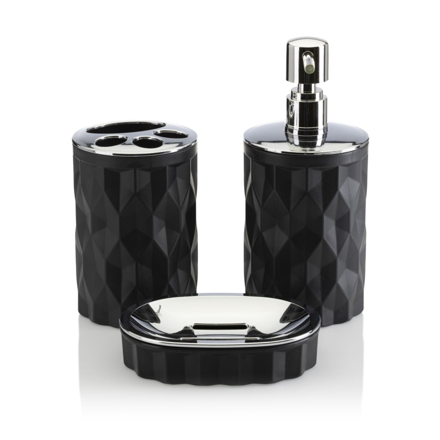 Badkamer set REINA 5 st. zwart/glanzend chroom
