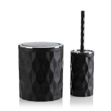 Badkamer set REINA 5 st. zwart/glanzend chroom