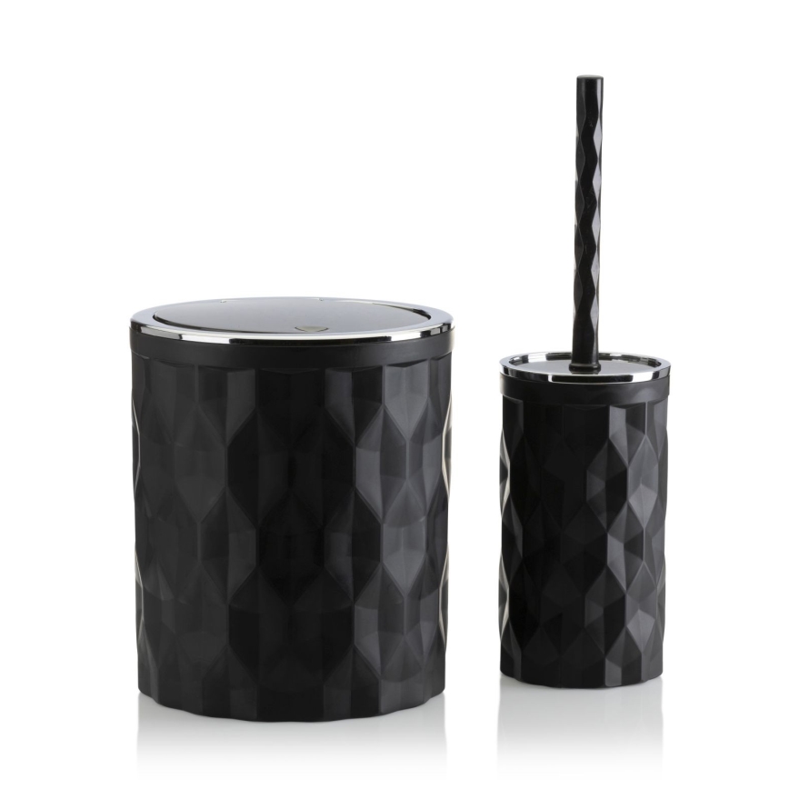 Badkamer set REINA 5 st. zwart/glanzend chroom