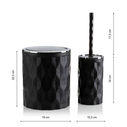 Badkamer set REINA 5 st. zwart/glanzend chroom