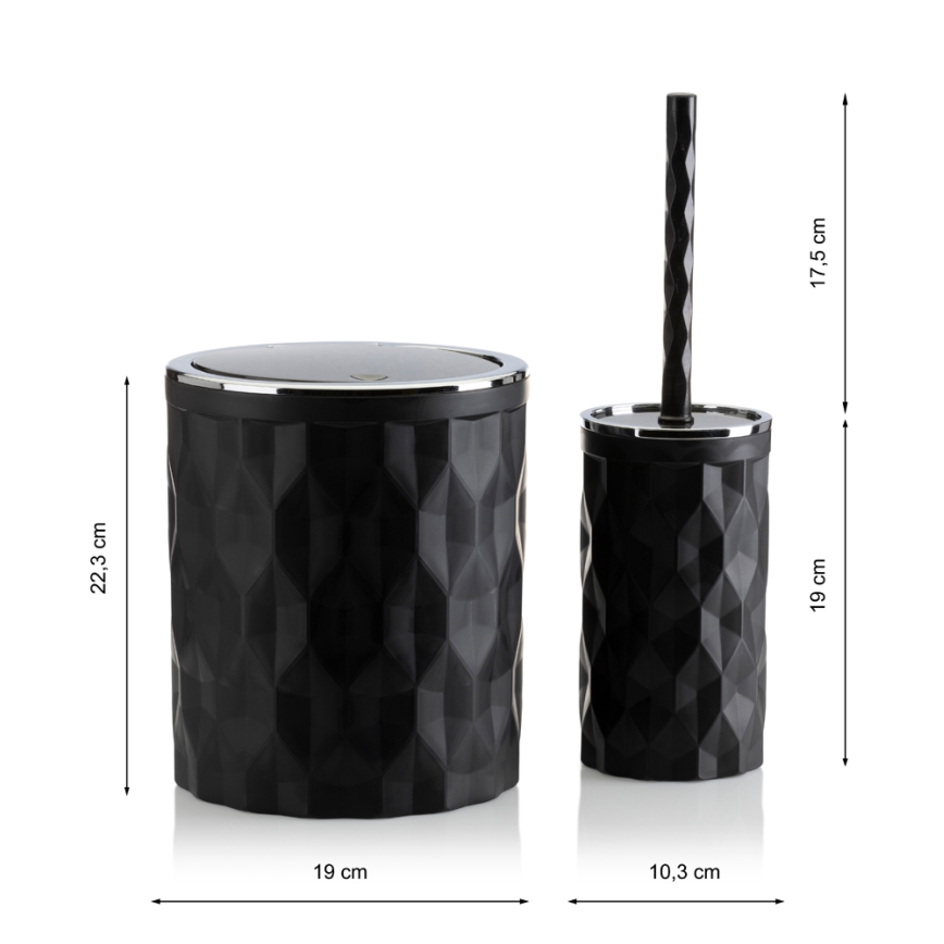 Badkamer set REINA 5 st. zwart/glanzend chroom