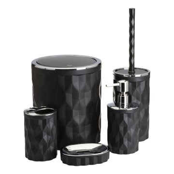 Badkamer set REINA 5 st. zwart/glanzend chroom