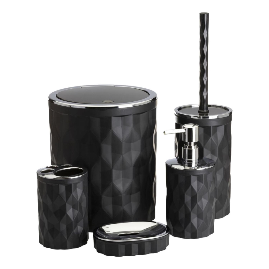 Badkamer set REINA 5 st. zwart/glanzend chroom