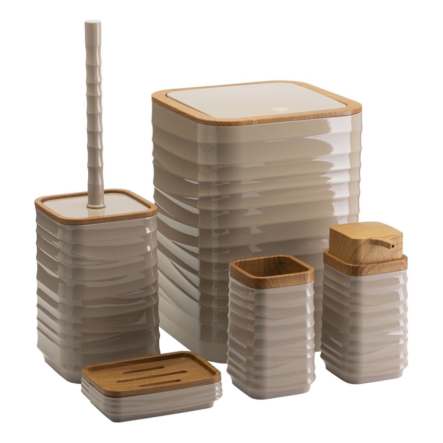 Badkamer set WAVE 5 st. beige/bruin