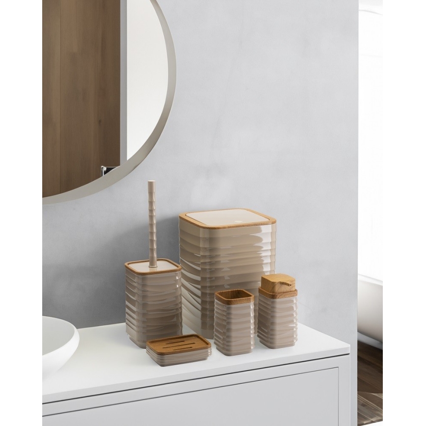Badkamer set WAVE 5 st. beige/bruin