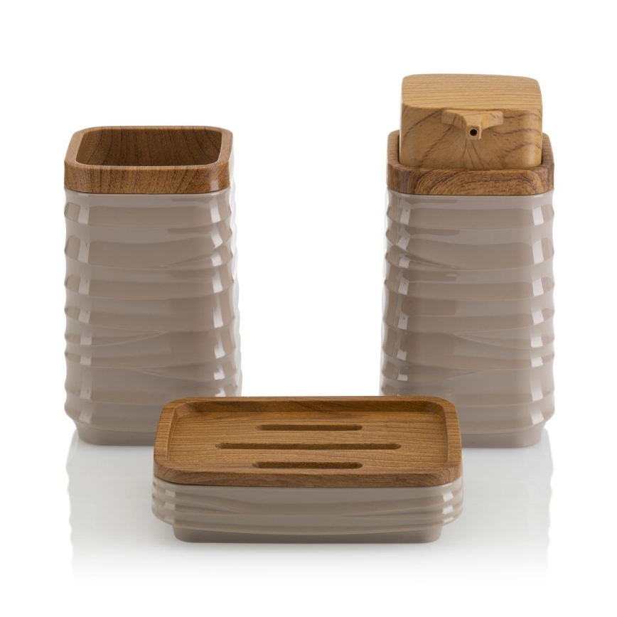 Badkamer set WAVE 5 st. beige/bruin