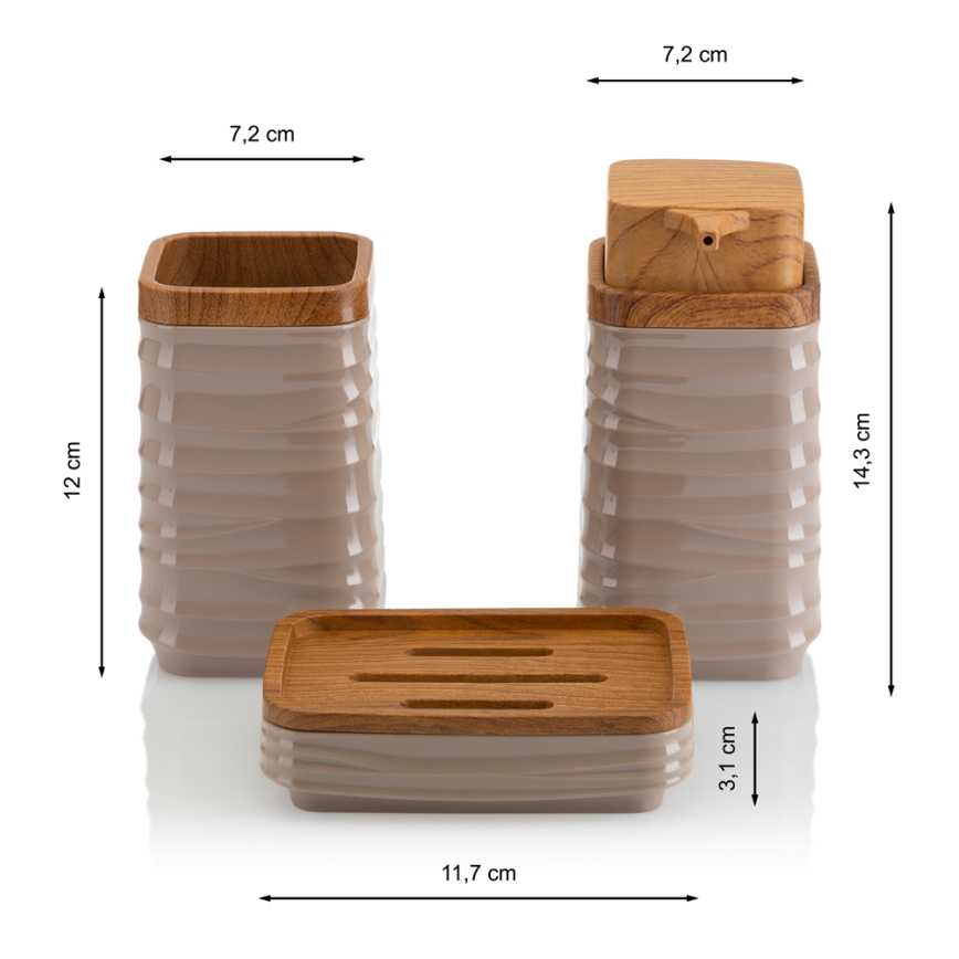 Badkamer set WAVE 5 st. beige/bruin