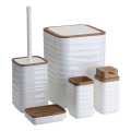 Badkamer set WAVE 5 st. wit/bruin