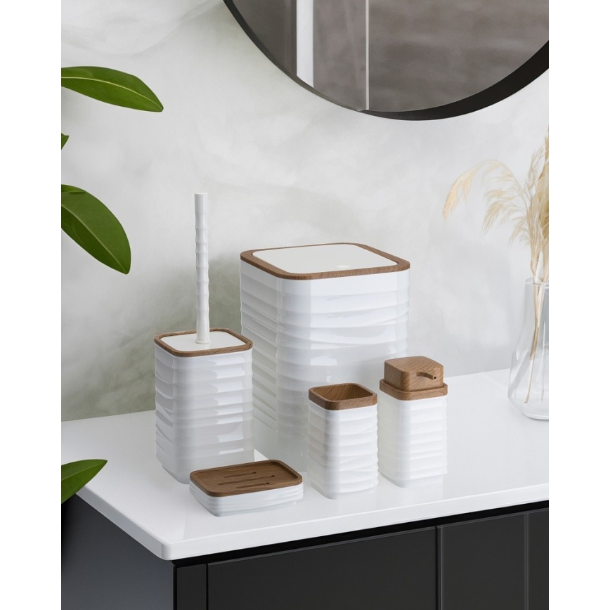 Badkamer set WAVE 5 st. wit/bruin