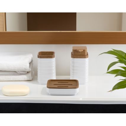 Badkamer set WAVE 5 st. wit/bruin