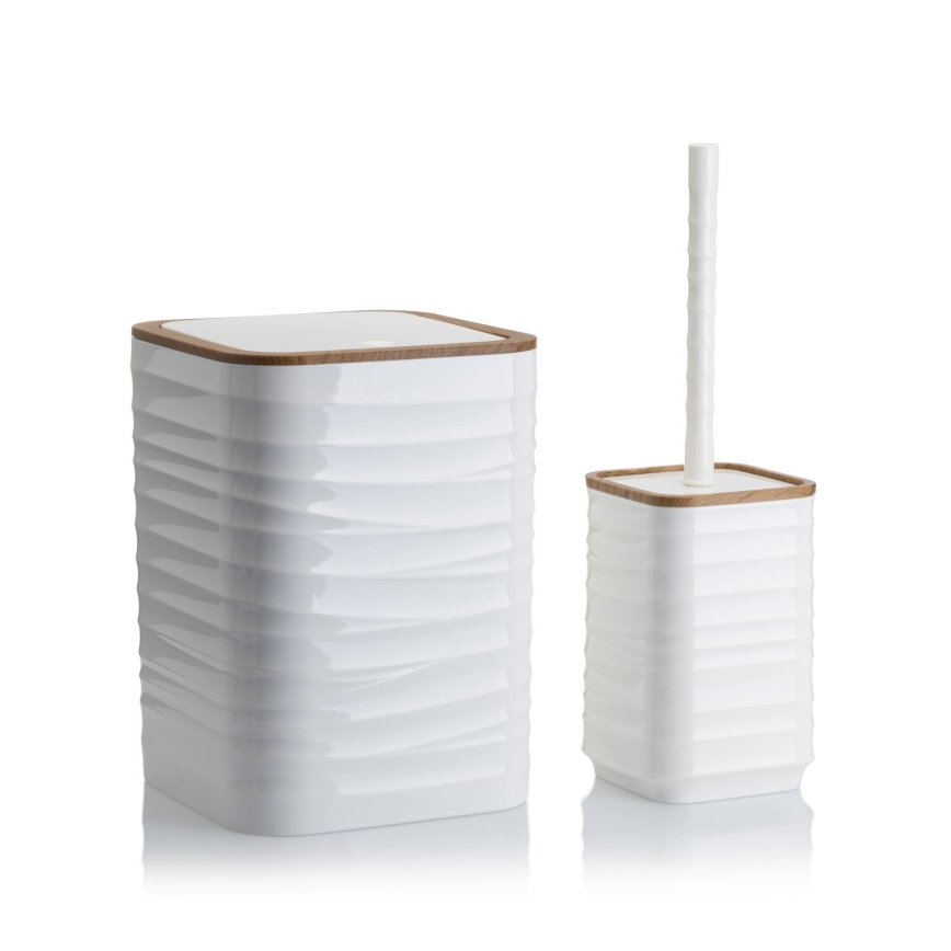 Badkamer set WAVE 5 st. wit/bruin