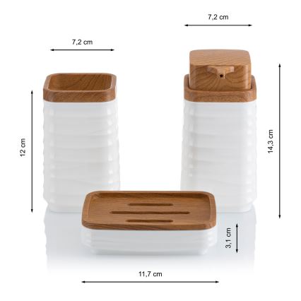 Badkamer set WAVE 5 st. wit/bruin