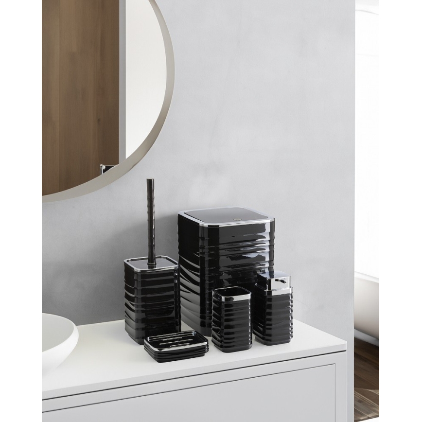 Badkamer set WAVE 5 st. zwart/glanzend chroom
