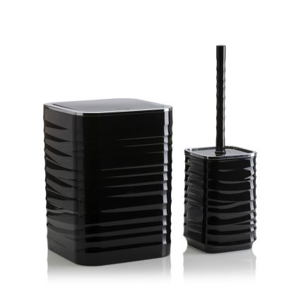 Badkamer set WAVE 5 st. zwart/glanzend chroom