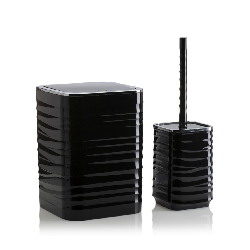 Badkamer set WAVE 5 st. zwart/glanzend chroom