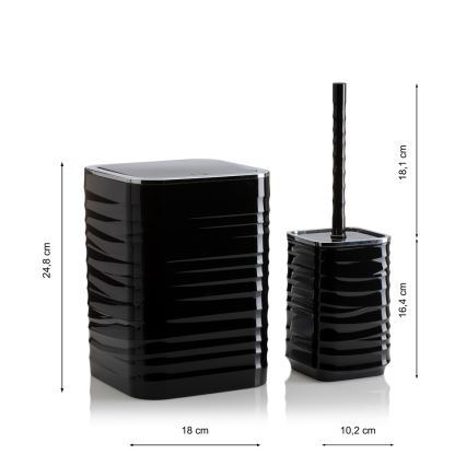Badkamer set WAVE 5 st. zwart/glanzend chroom