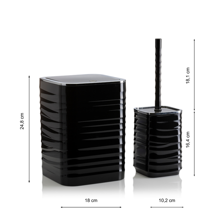 Badkamer set WAVE 5 st. zwart/glanzend chroom