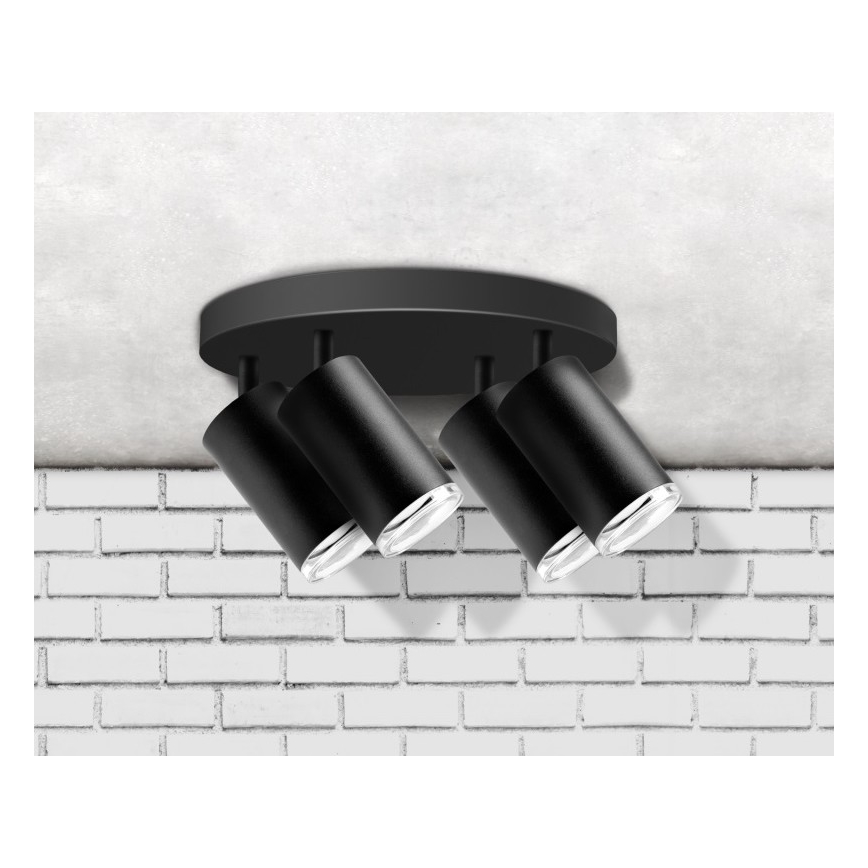 Badkamer spot TURYN 4xGU10/10W/230V IP44 zwart