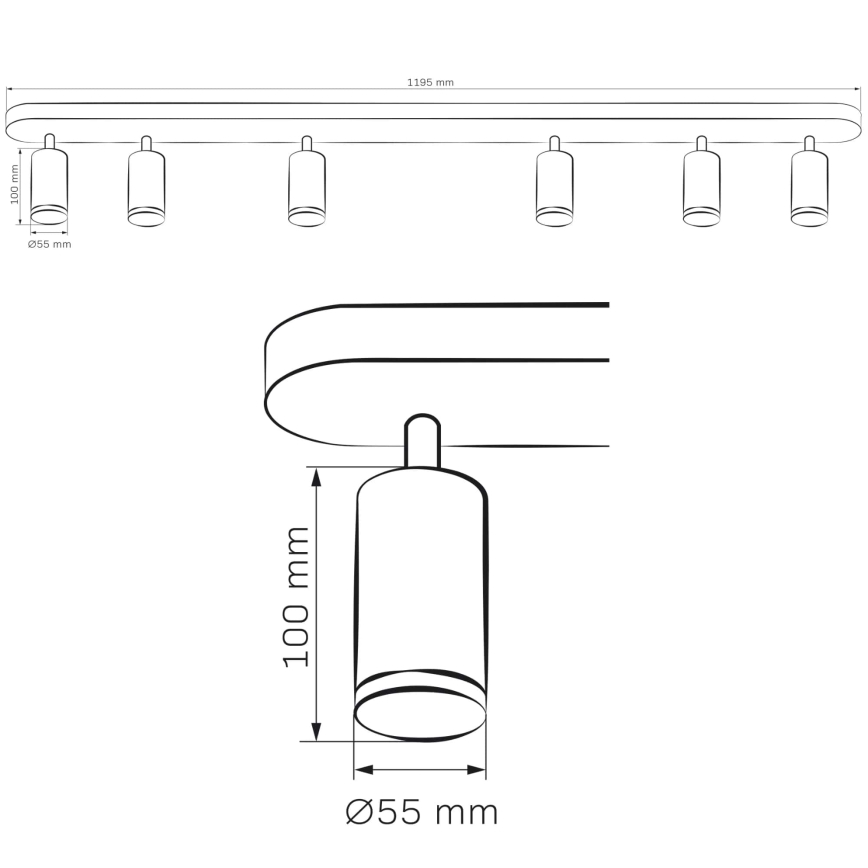 Badkamer spot TURYN 6xGU10/10W/230V IP44 zwart