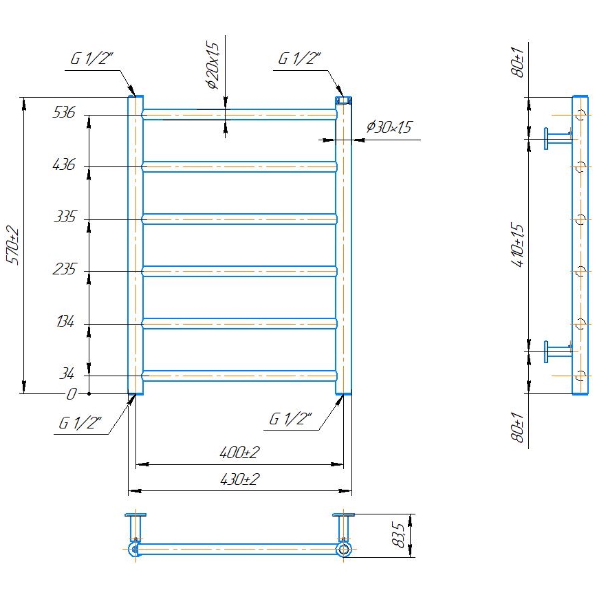 Badkamerhanddoekradiator INOX FLAT 122W/230V 57x43 cm rvs / glanzend chroom