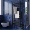 Badkamerhanddoekradiator met thermostaat AVANGARD 227 W 120 x 48 cm zwart rechts