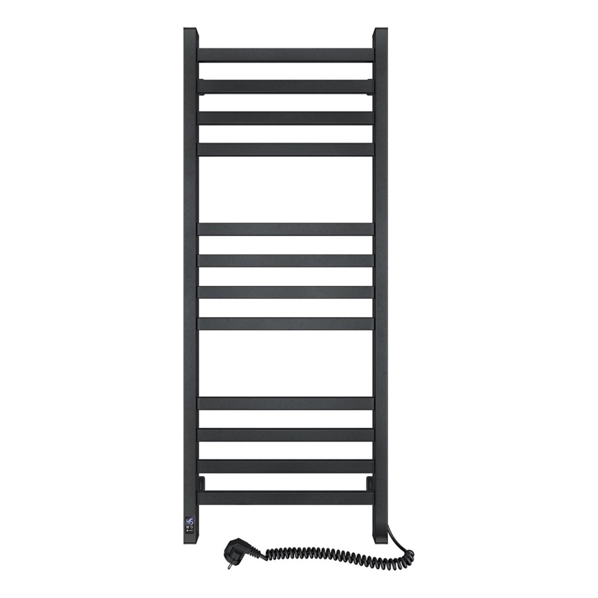 Badkamerhanddoekradiator met thermostaat AVANGARD 459W/230V 120,6 cm IP44 zwart, rechts, vierkant