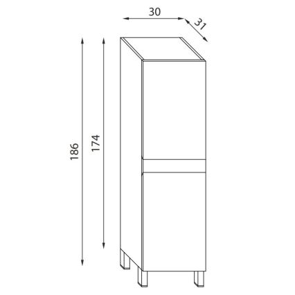 Badkamerkast KENWOOD 186 cm, walnoot