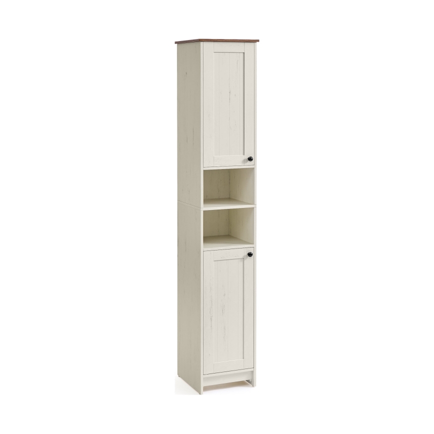 Badkamerkast LEXI 30x170 cm wit/bruin